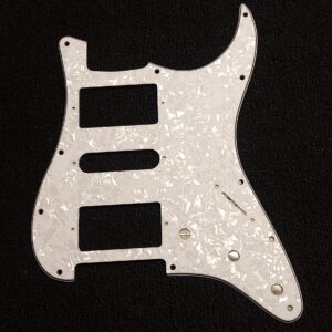 Strat Pickguard, White Pearloid 3ply, 11 Holes
