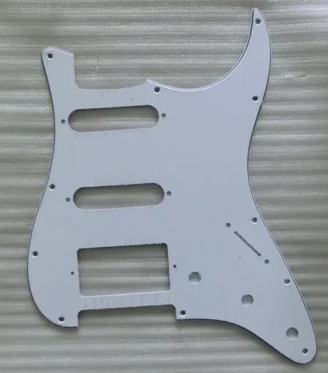 Strat Pickguard, White 3ply, 11 Holes - Image 2